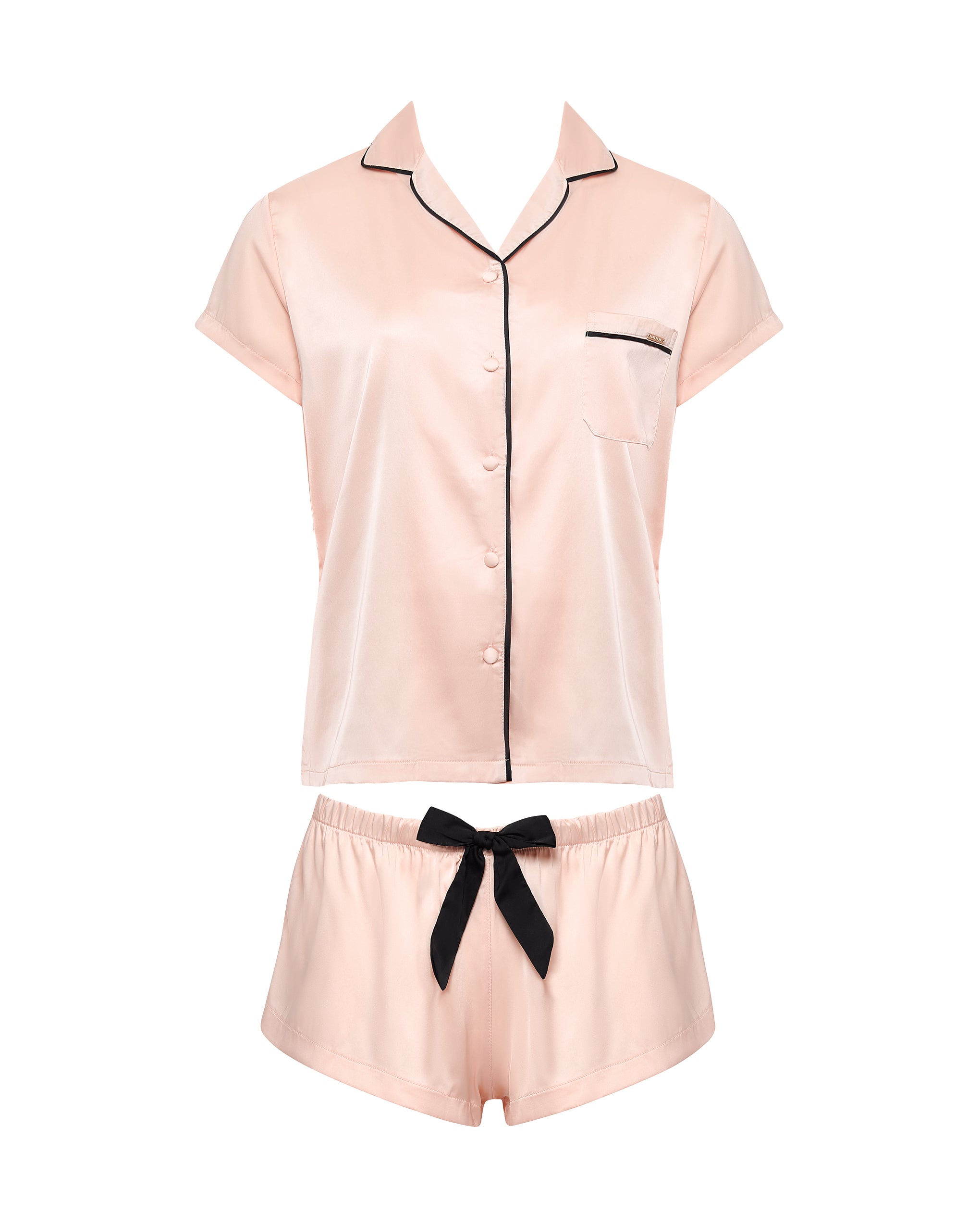 Bluebella Abigail Shirt and Short Set Pale Pink/Black - 10