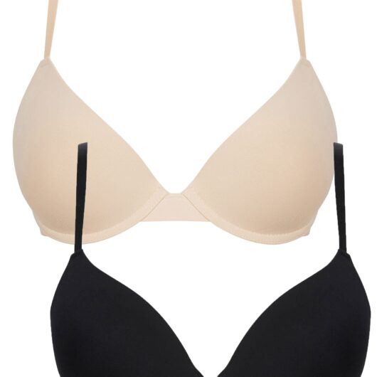 Bra Zuri Full Cup Soft Padded (2 Pack) Bra in Moonlight Stone / Jet Black / 32C - Tokyo Laundry