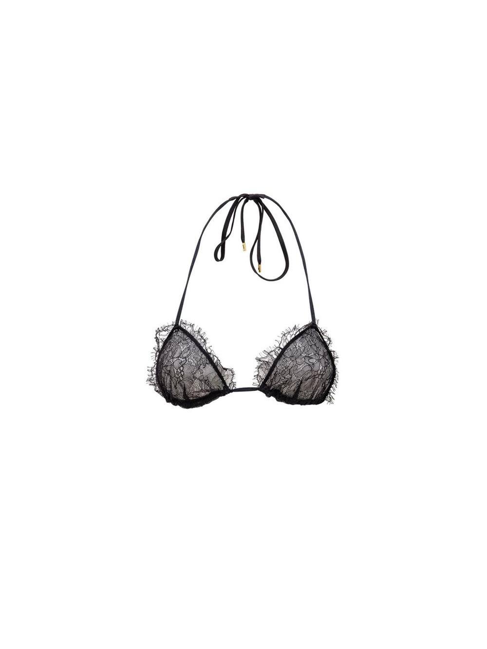 Tom Ford Women's Lace Triangle Bra Adjustable Classic Model Underwear in Black | Size: 10