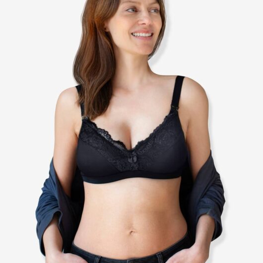 Lace Trim Nursing Bra by CARRIWELL black