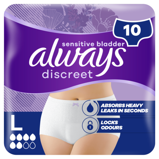 Always Discreet Incontinence Pants Women Large 10 Pants