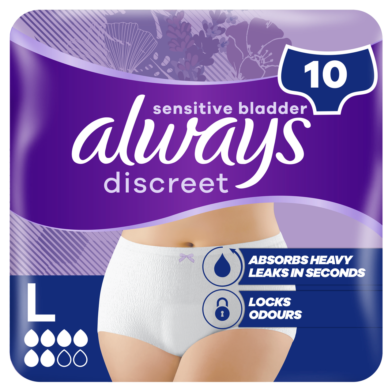 Always Discreet Incontinence Pants Women Large 10 Pants