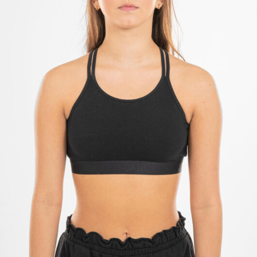 Girls Modern Dance/jazz Sports Bra With Thin Straps - Black