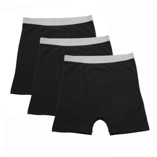 Mens Stay Dry Boxer Shorts Black Size L Pack of 3