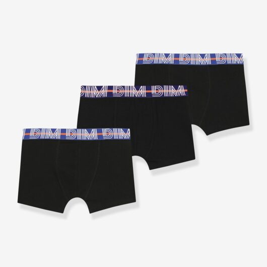 Pack of 3 boys' boxers with contrasting waistband Ecodim black