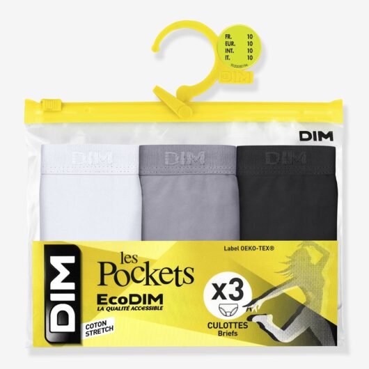 Pack of 3 girls' knickers Les Pockets Ecodim white
