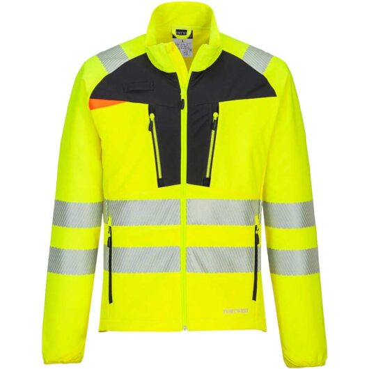 Portwest DX4 Mens Hi Vis Zip Pocket Baselayer Top Yellow / Black 2XL