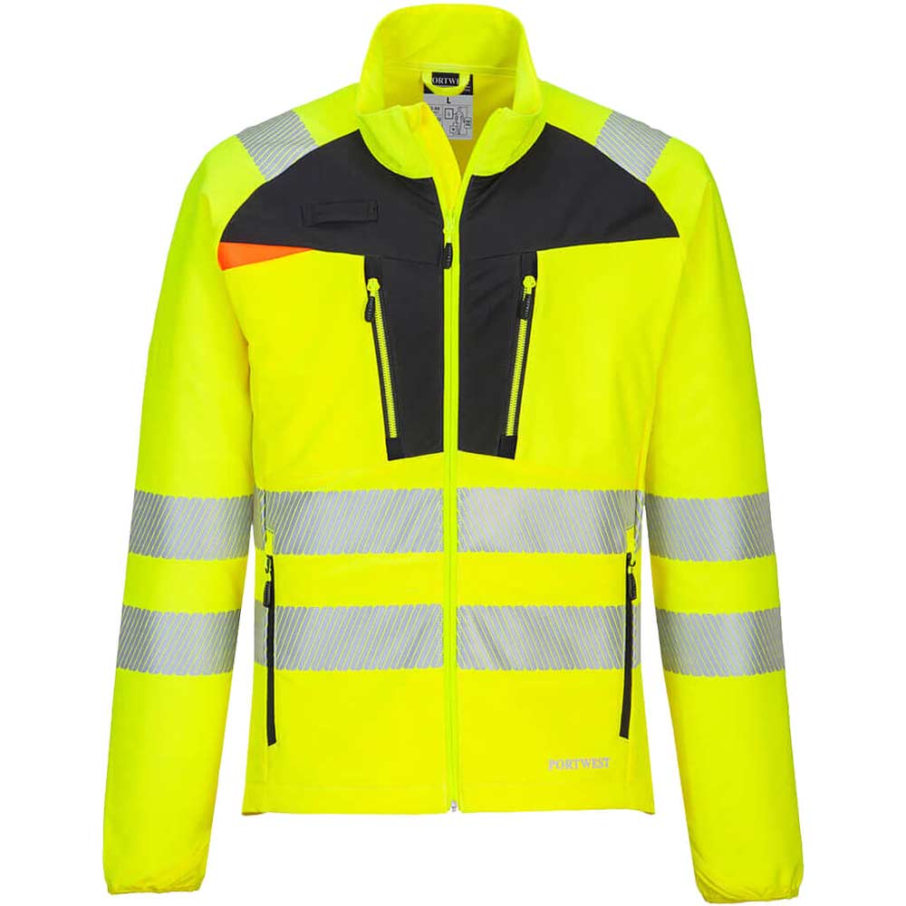 Portwest DX4 Mens Hi Vis Zip Pocket Baselayer Top Yellow / Black 2XL