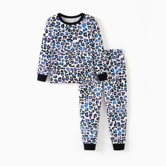 Toddler / Kids 2-piece Organic Cotton Pajamas with Childlike Print Snug fit Pjs for Girls / Boys